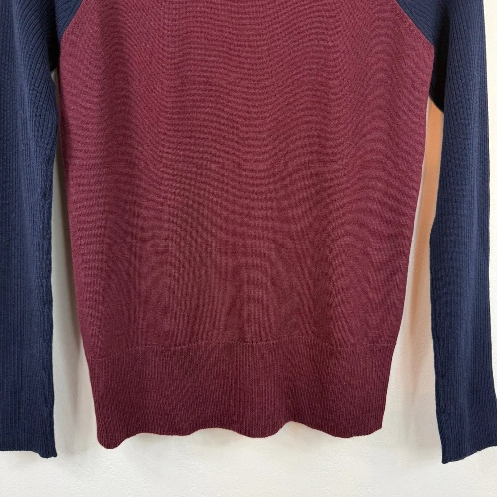 Pendleton Merino Wool Turtleneck Sweater Colorblock Burgundy Navy Preppy P S
